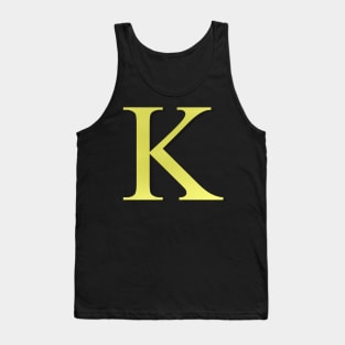 The Letter K in Shadowed Gold Tank Top